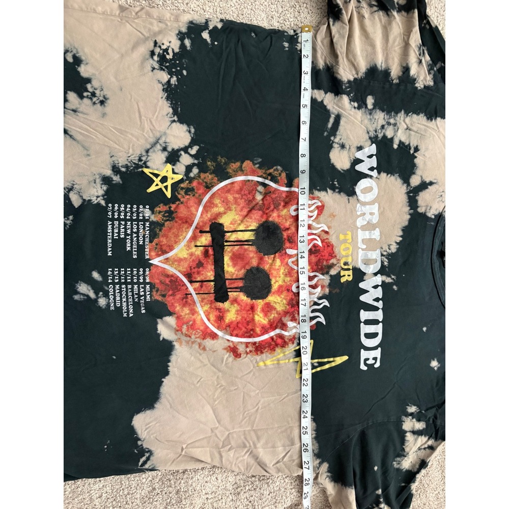 boohooMAN Worldwide Tour Graphic Tie Dye T-Shirt Mens 3XL Black Tan Bleached - Picture 4 of 7
